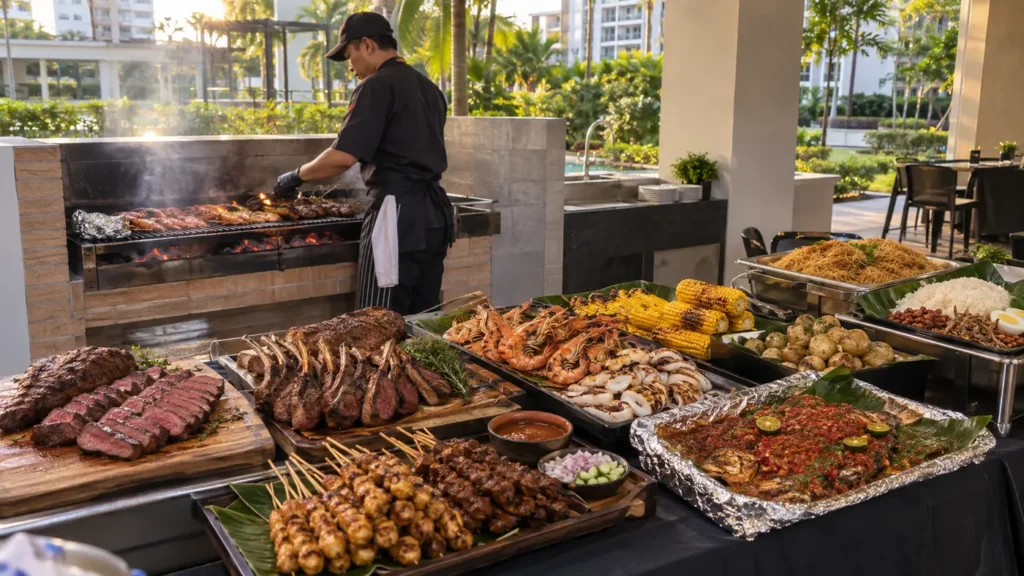 Two-day Singapore BBQ service with premium meats seafood satay and local staples