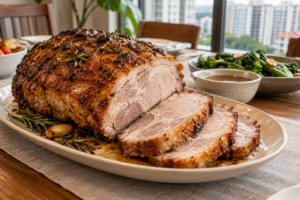 Roast pork collar centrepiece
