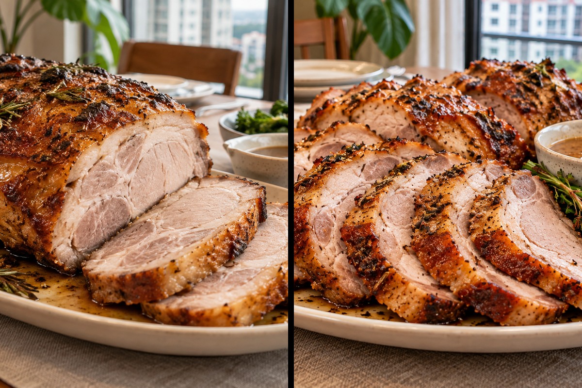 roast pork serving slices