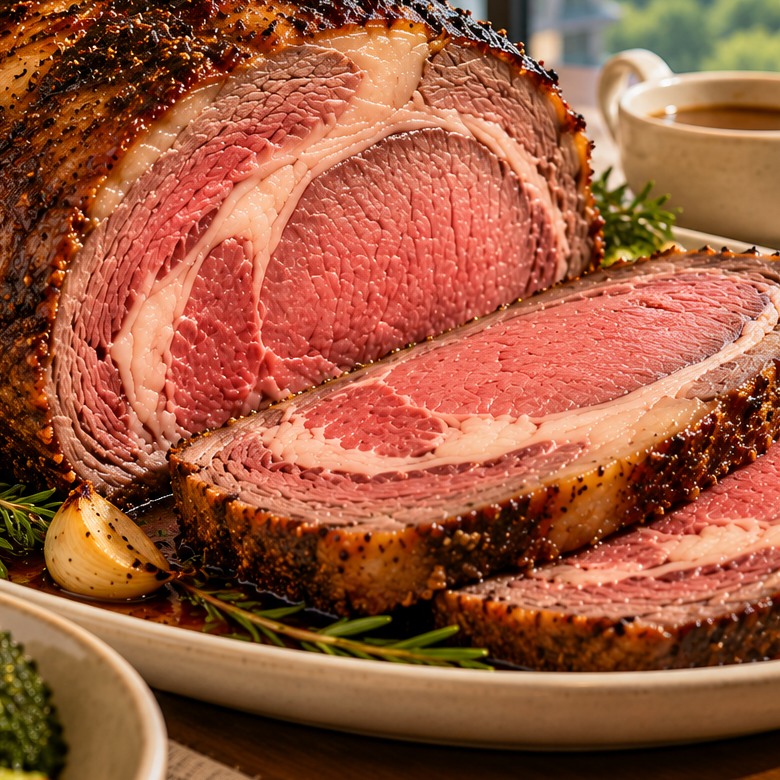 Close-up of ribeye cap and central eye
