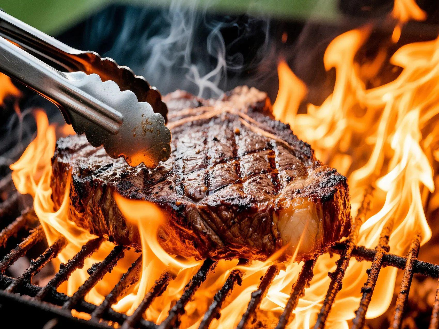 Steak being carved into slices after resting